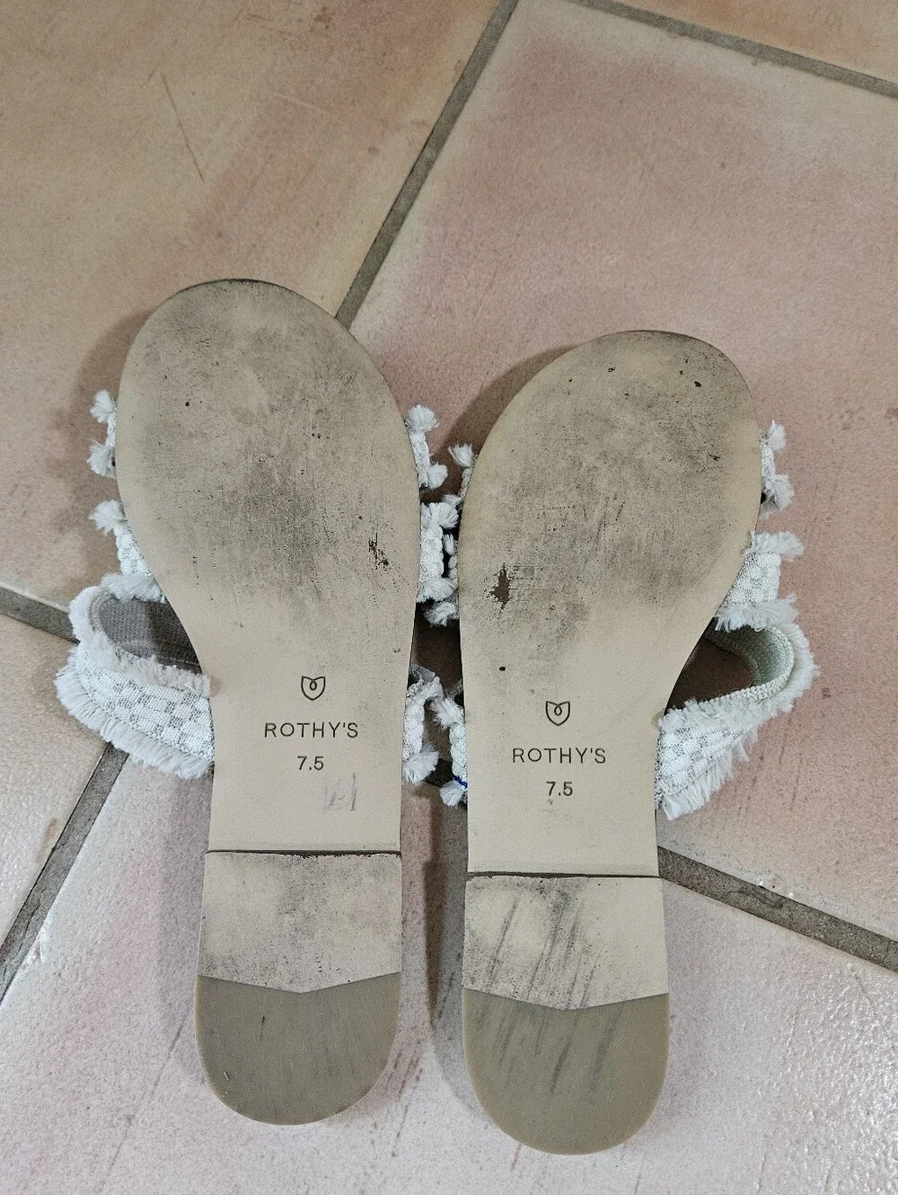 Rothy’s Triple Band Sandals in Seashell Fringe